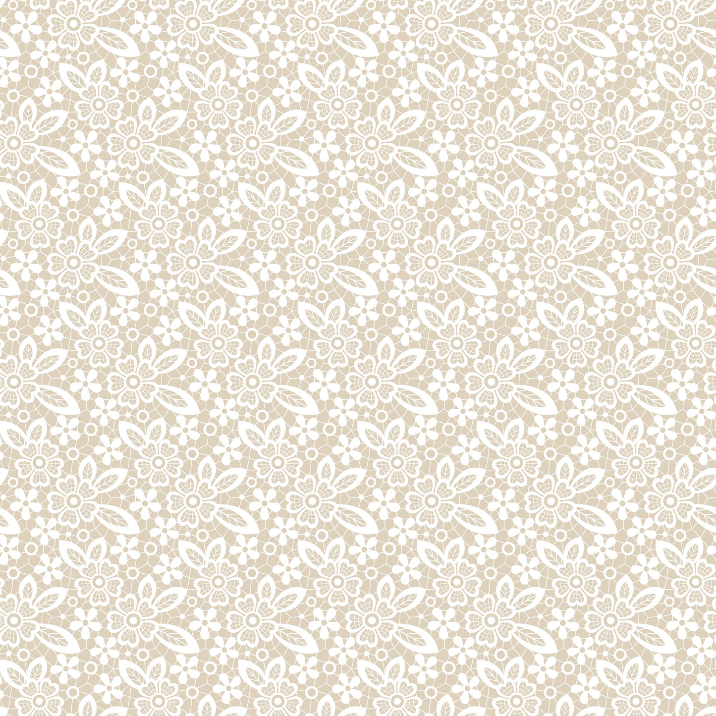 Beige Lace Flowers 12x12 Patterned Vinyl Sheet