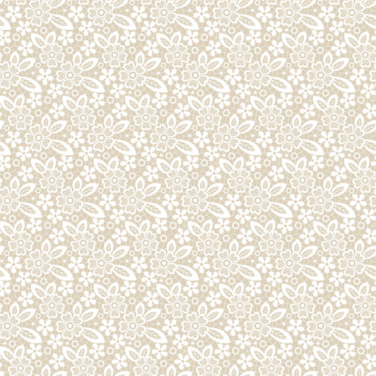 Beige Lace Flowers 12x12 Patterned Vinyl Sheet