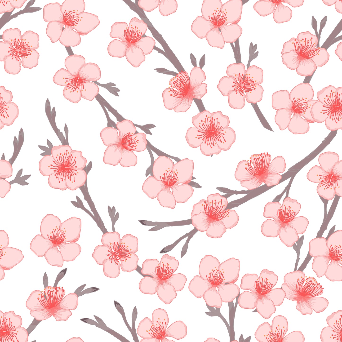 Cherry Blossoms & Stems Patterned Vinyl Sheet