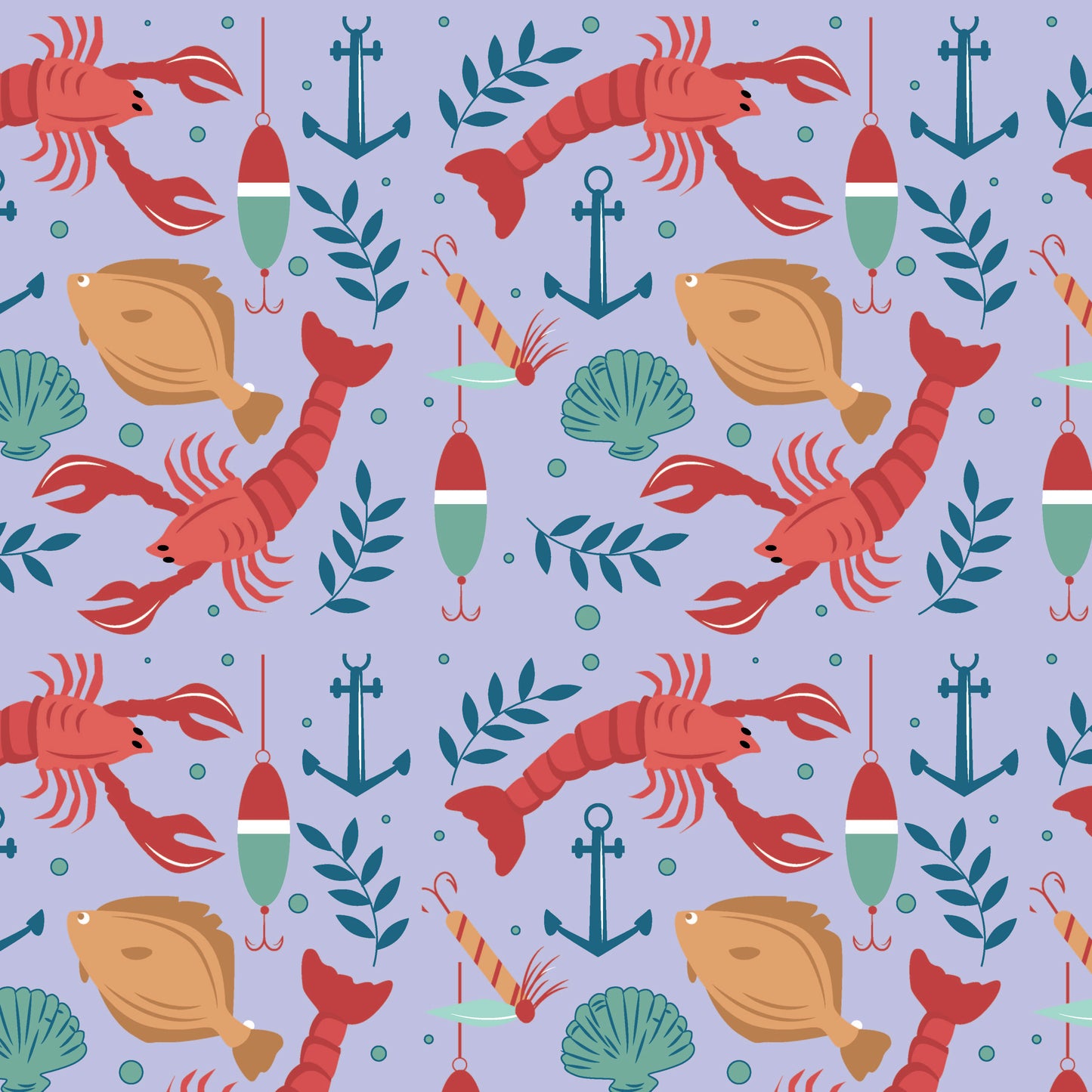 Lobsters 12x12 Patterned Vinyl Sheet