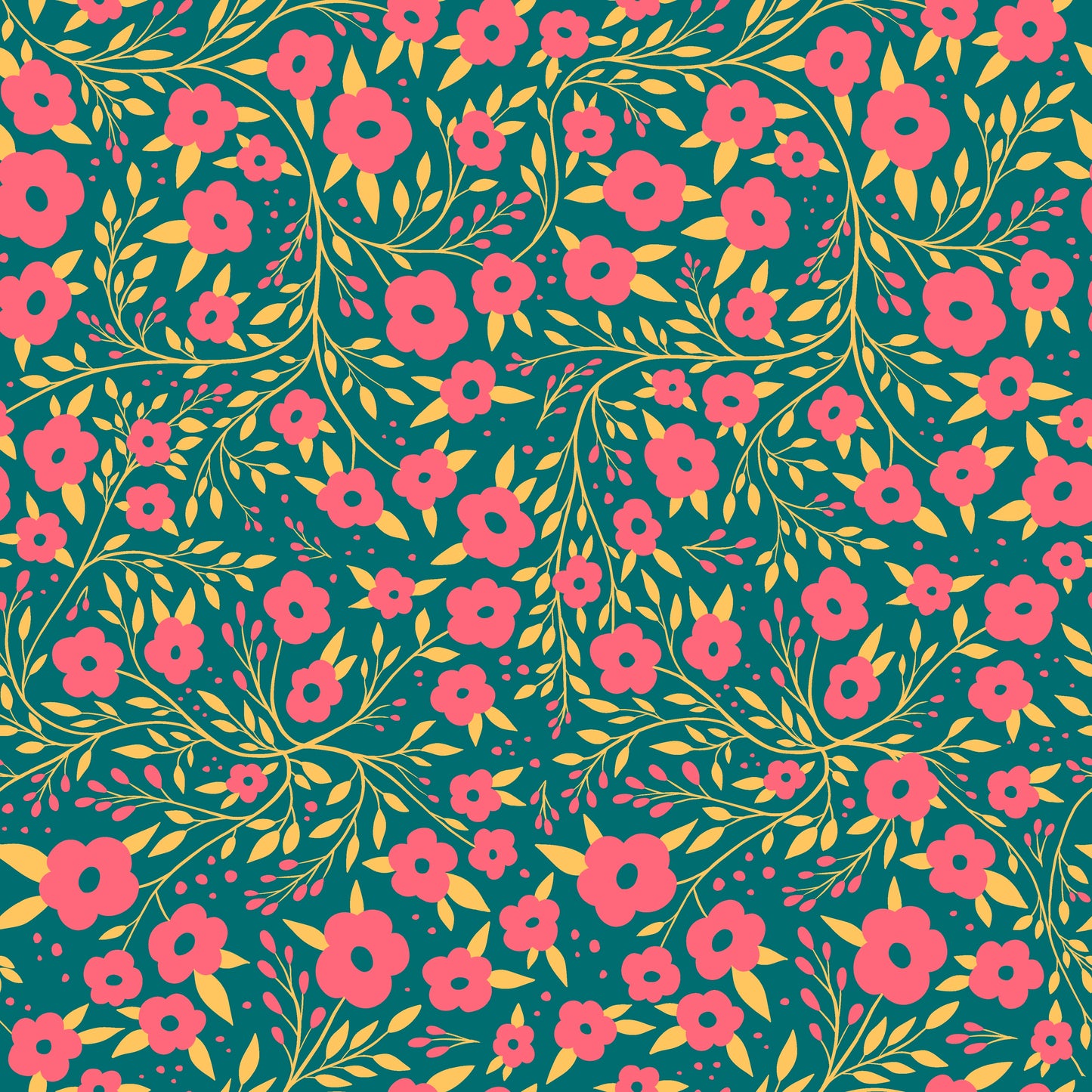 Dainty Pink Flowers Green Background 12x12 Patterned Vinyl Sheet