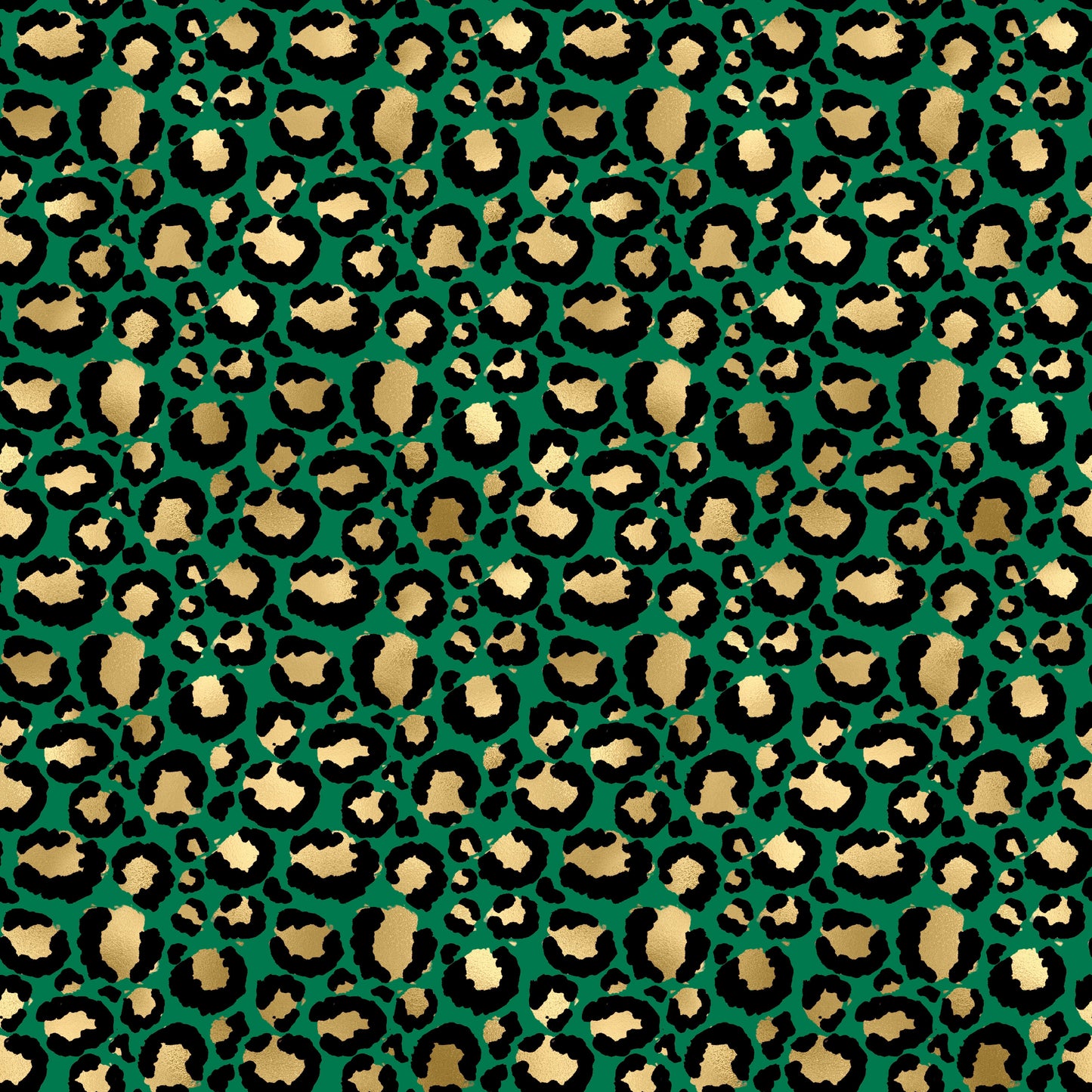 Emerald & Gold Leopard Print Patterned Vinyl Sheet
