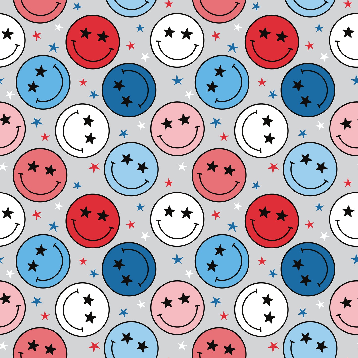 Fourth of July Smiley Faces 12x12 Patterned Vinyl Sheet