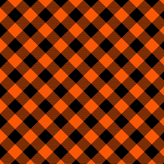 Black & Orange Buffalo Plaid 12x12 Patterned Vinyl Sheet