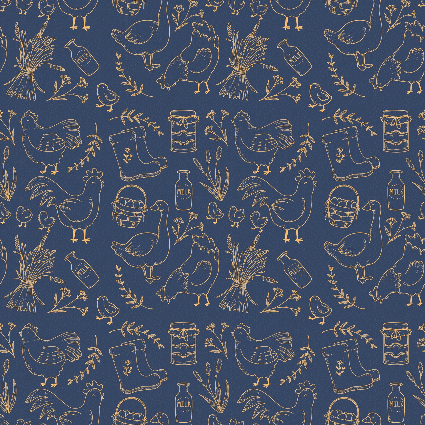 Happy Chickens Navy 12x12 Patterned Vinyl Sheet