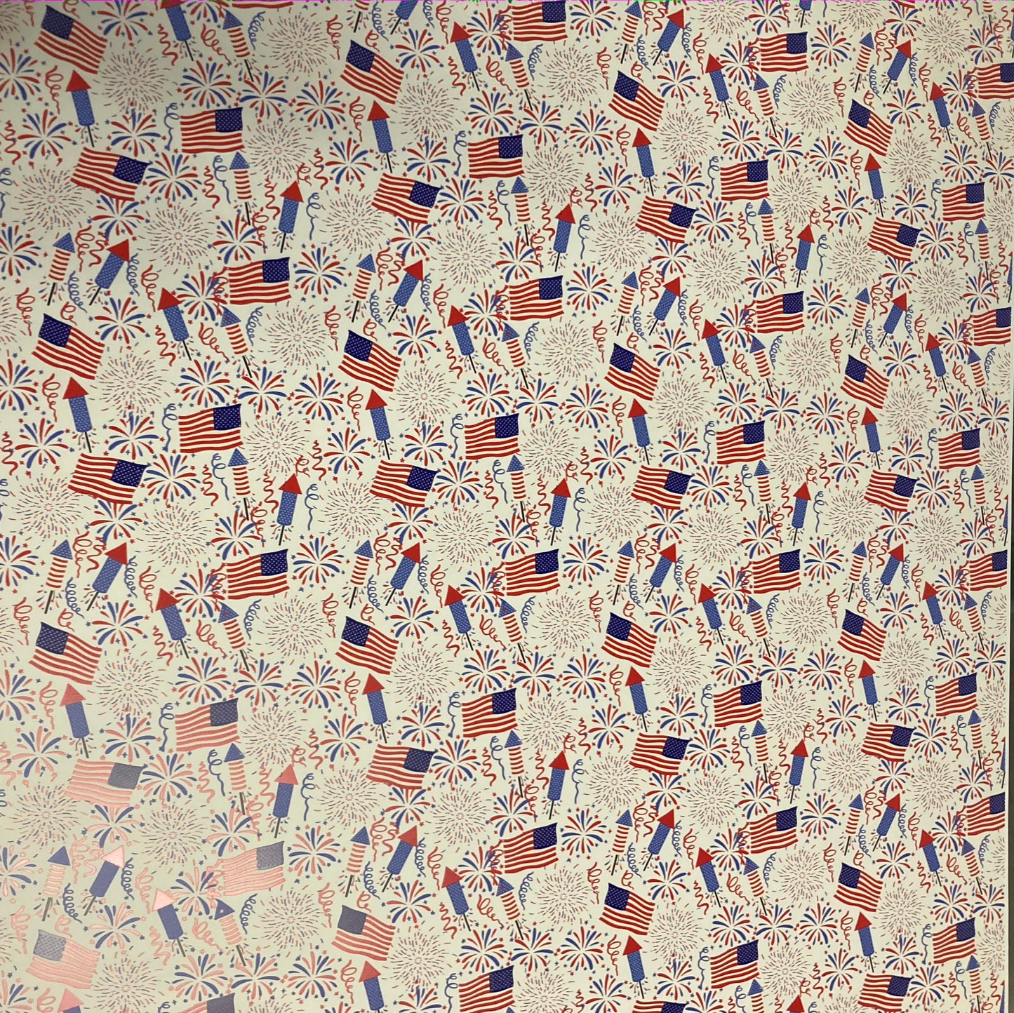 USA Flags & Fireworks 12x12 Patterned Vinyl Sheet