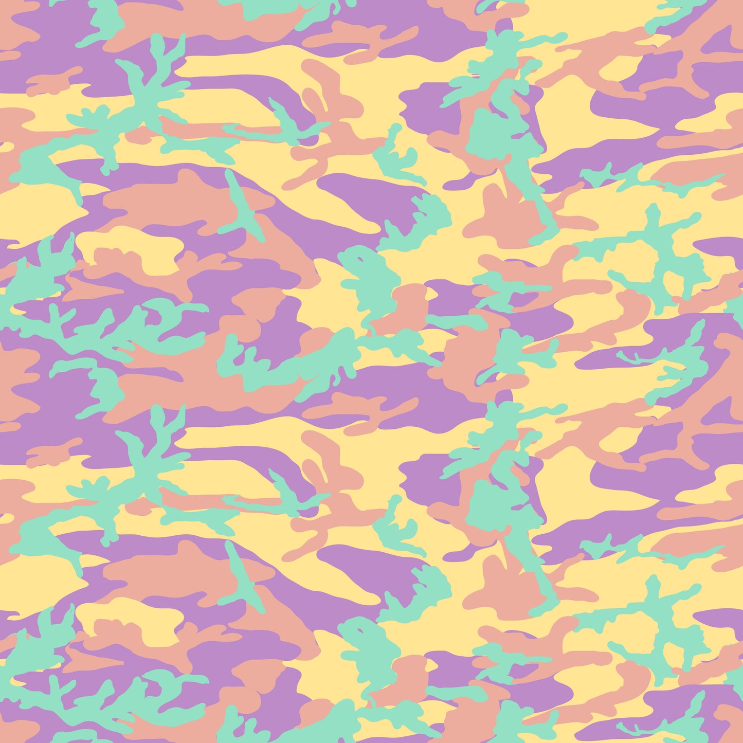 Purple, Orange & Mint Camo Patterned Vinyl Sheet