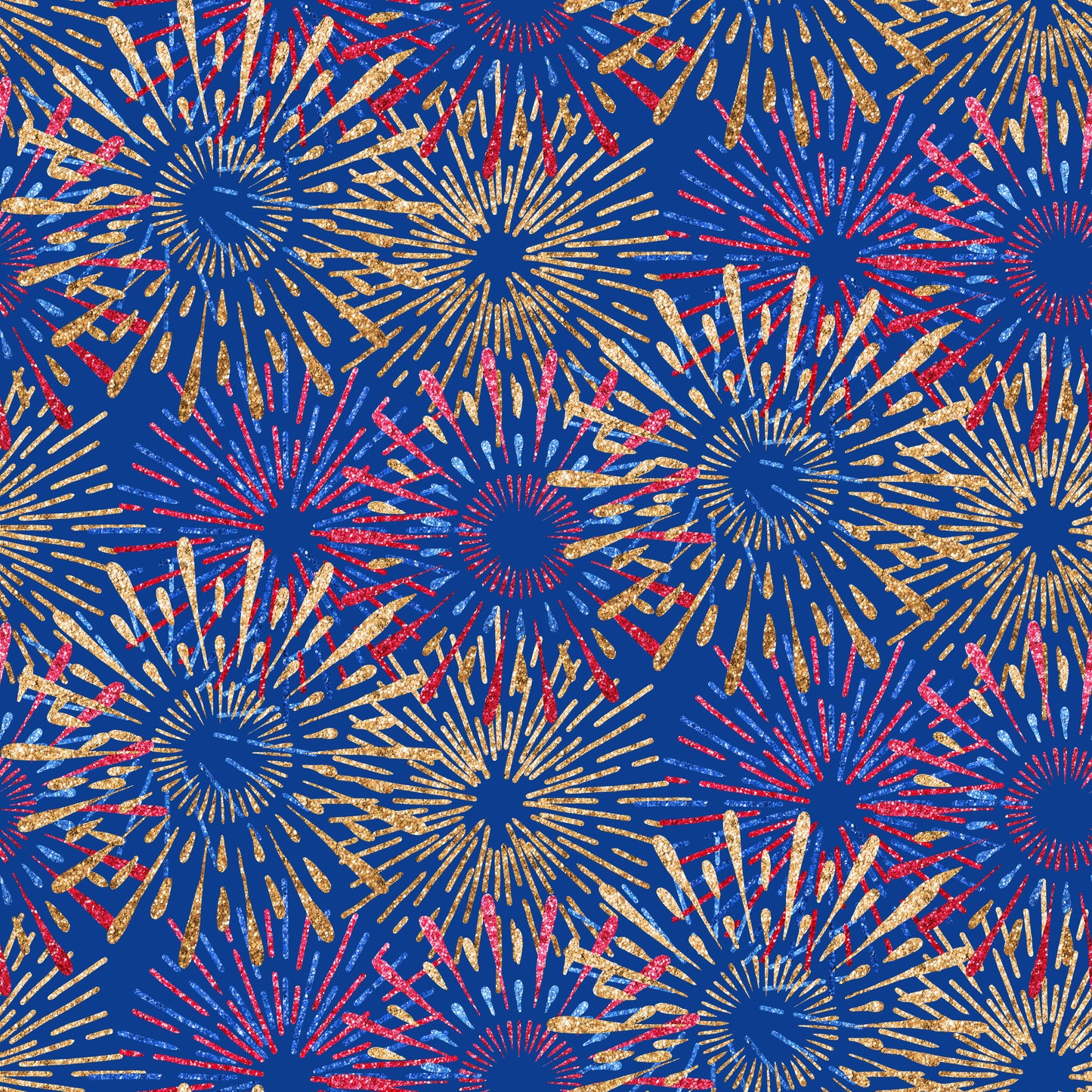 Red, Blue & Gold Fireworks 12x12 Patterned Vinyl Sheet