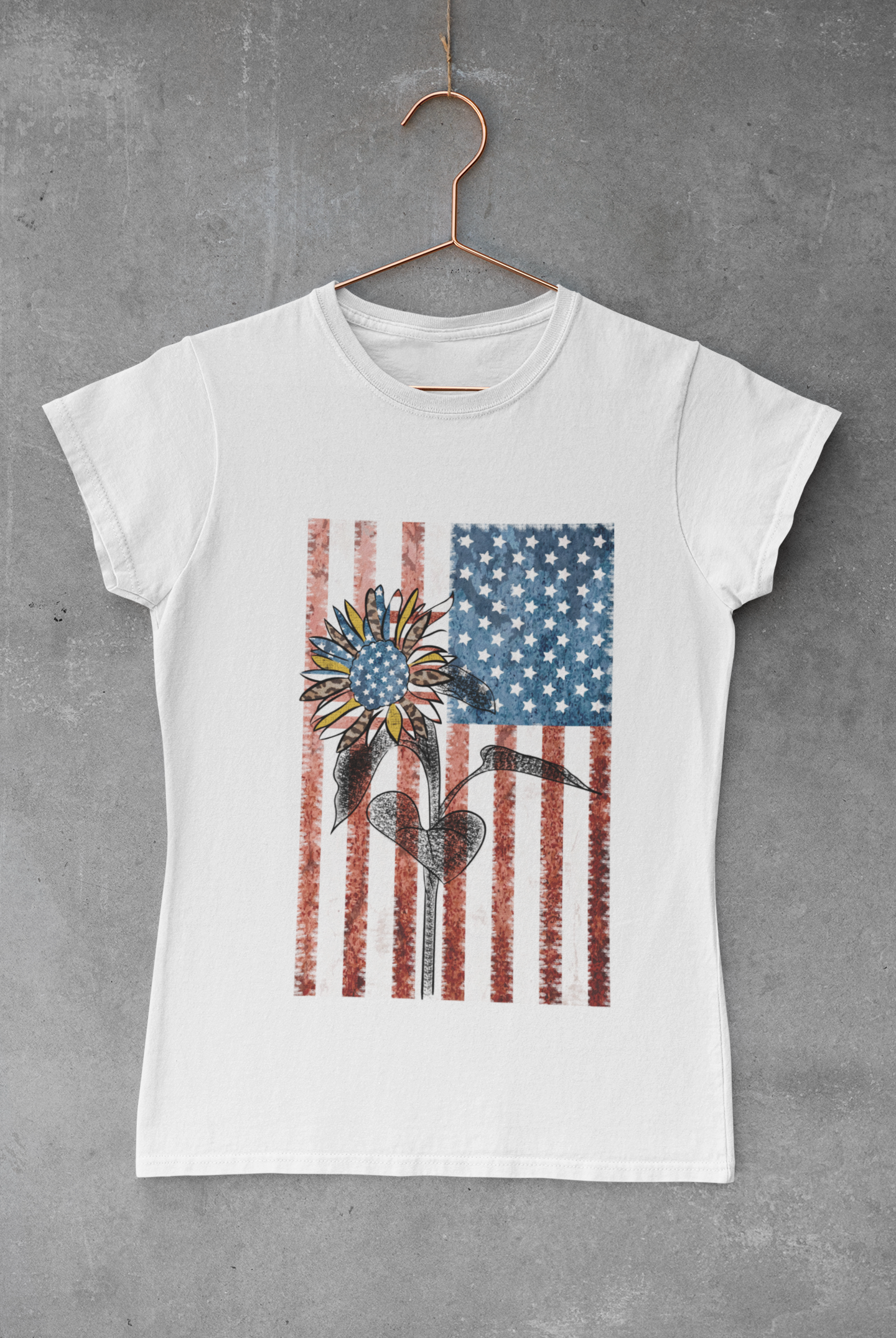 USA Flag Sunflower Transfer