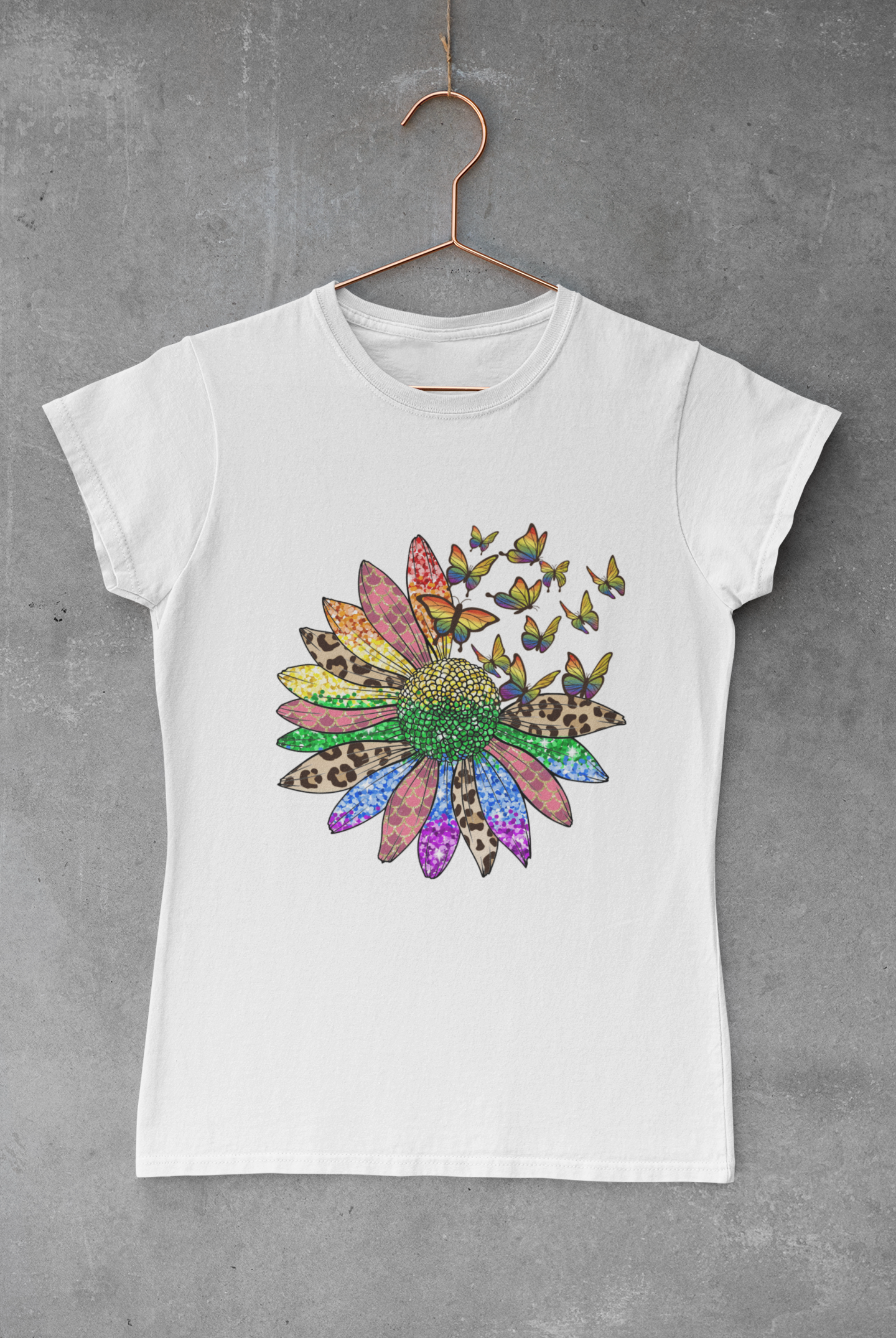 Sunflower Rainbow Butterflies Transfer