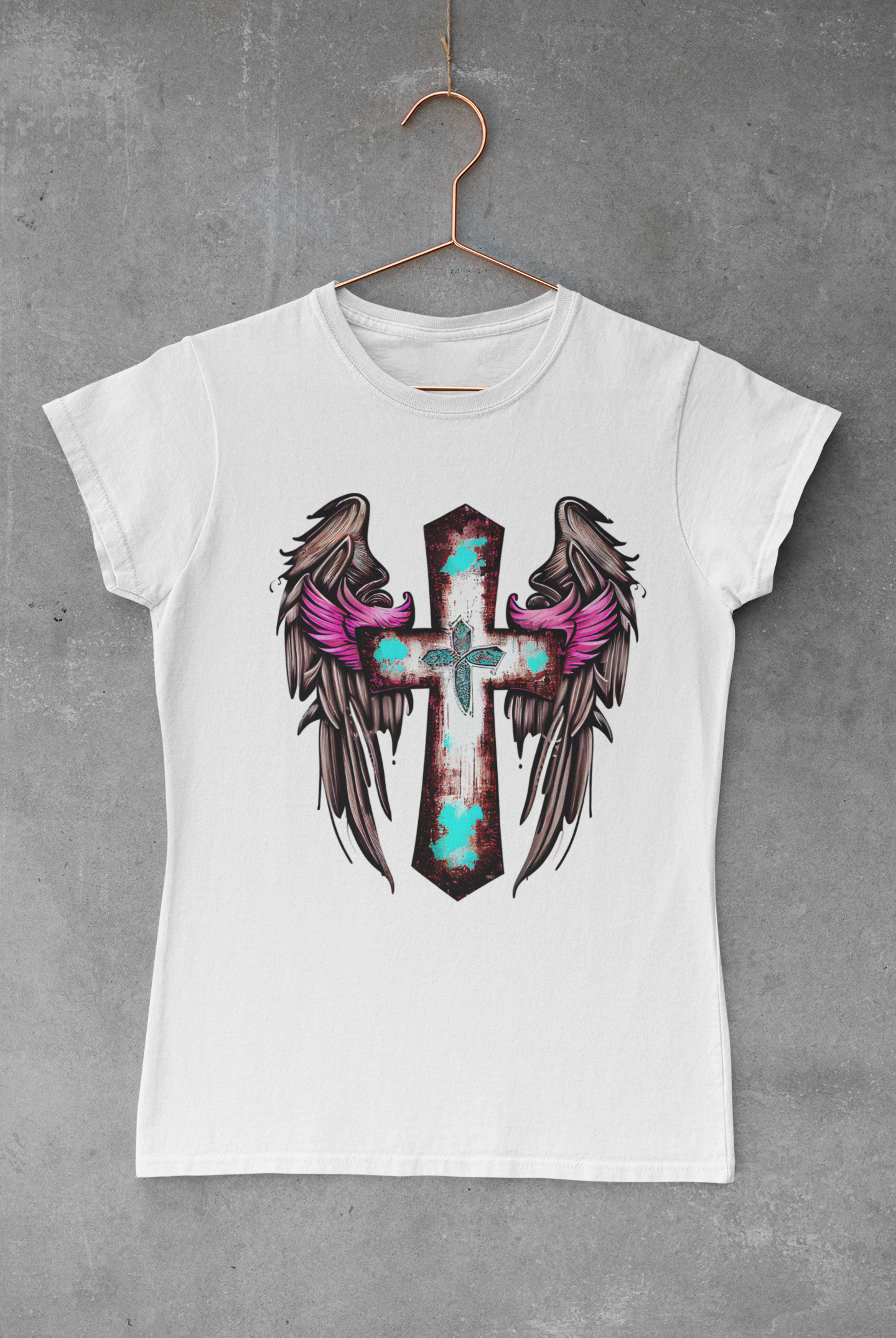 Pink Wing Cross Transfer