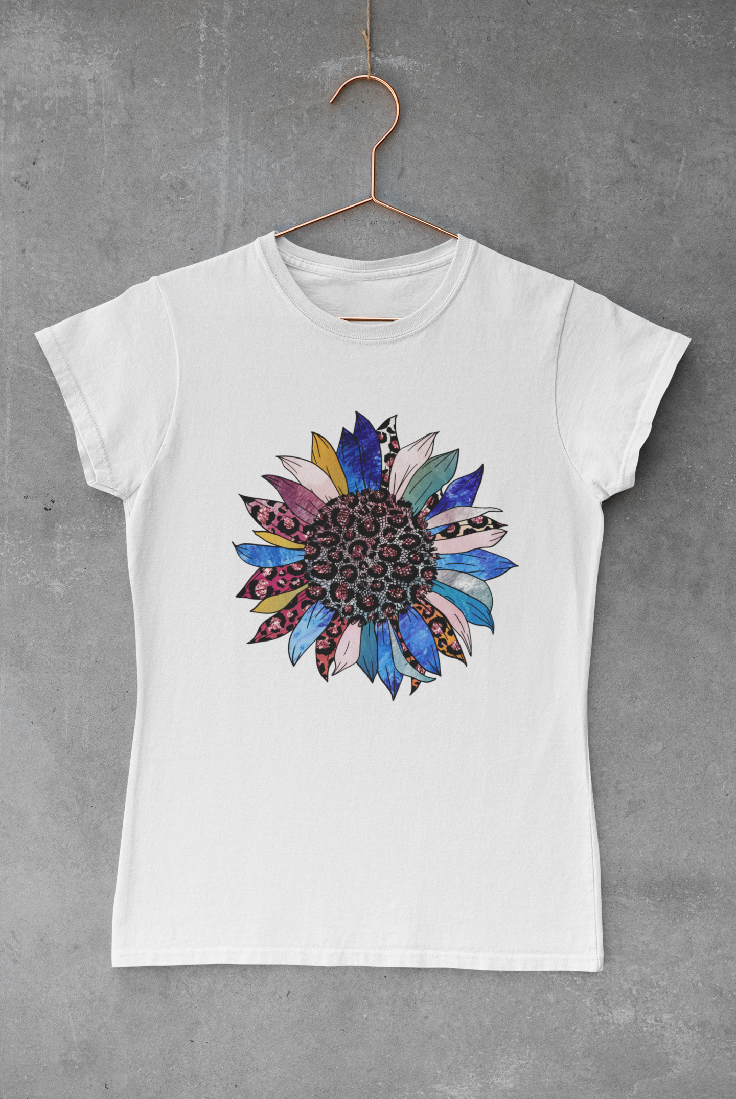 Leopard Blue & Red Sunflower  Transfer