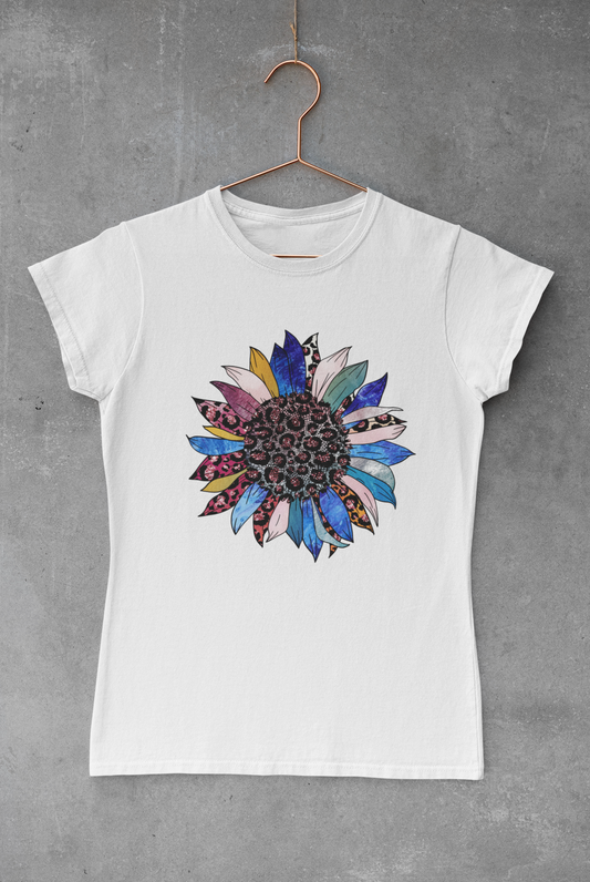 Leopard Blue & Red Sunflower  Transfer