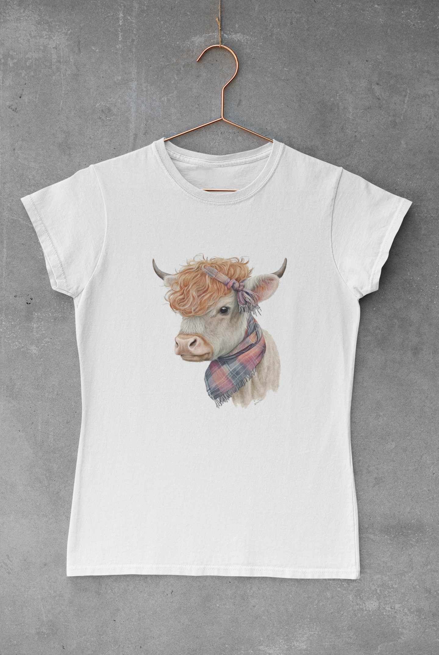 Rustic Highland Cow Red & Blue Bandana Transfer