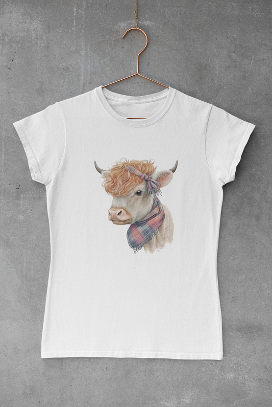 Rustic Highland Cow Red & Blue Bandana Transfer