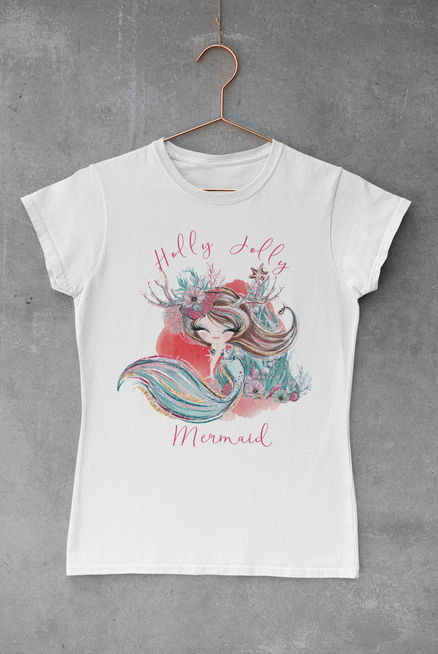 Holly Jolly Mermaid Sublimation Transfer