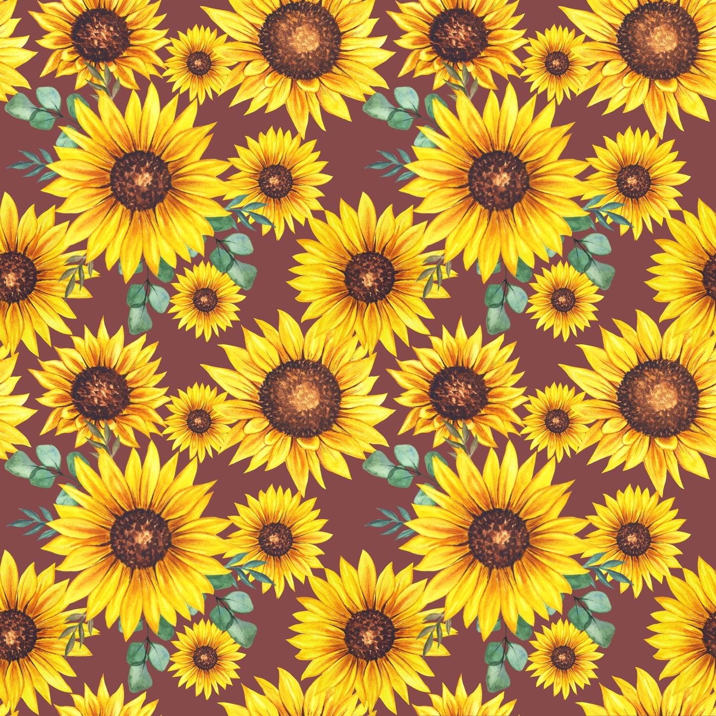 Sunflowers Brown Background 12x12 Patterned Vinyl Sheet