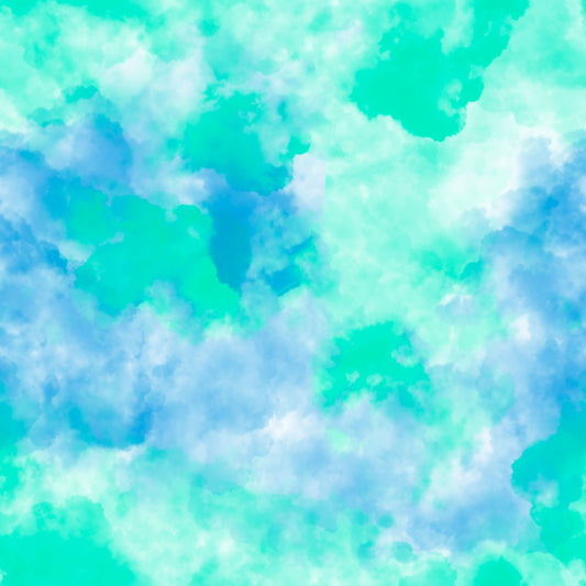 Teal Watercolor Clouds 12x12 Patterned Vinyl Sheet
