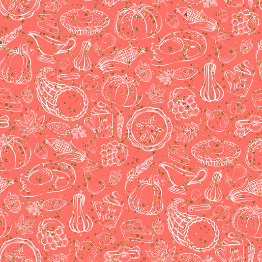 Thanksgiving Gathering 12x12 Patterned Vinyl Sheet