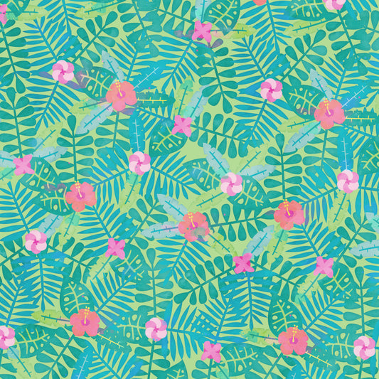 Tropical Flowers & Palms 12x12 Patterned Vinyl Sheet