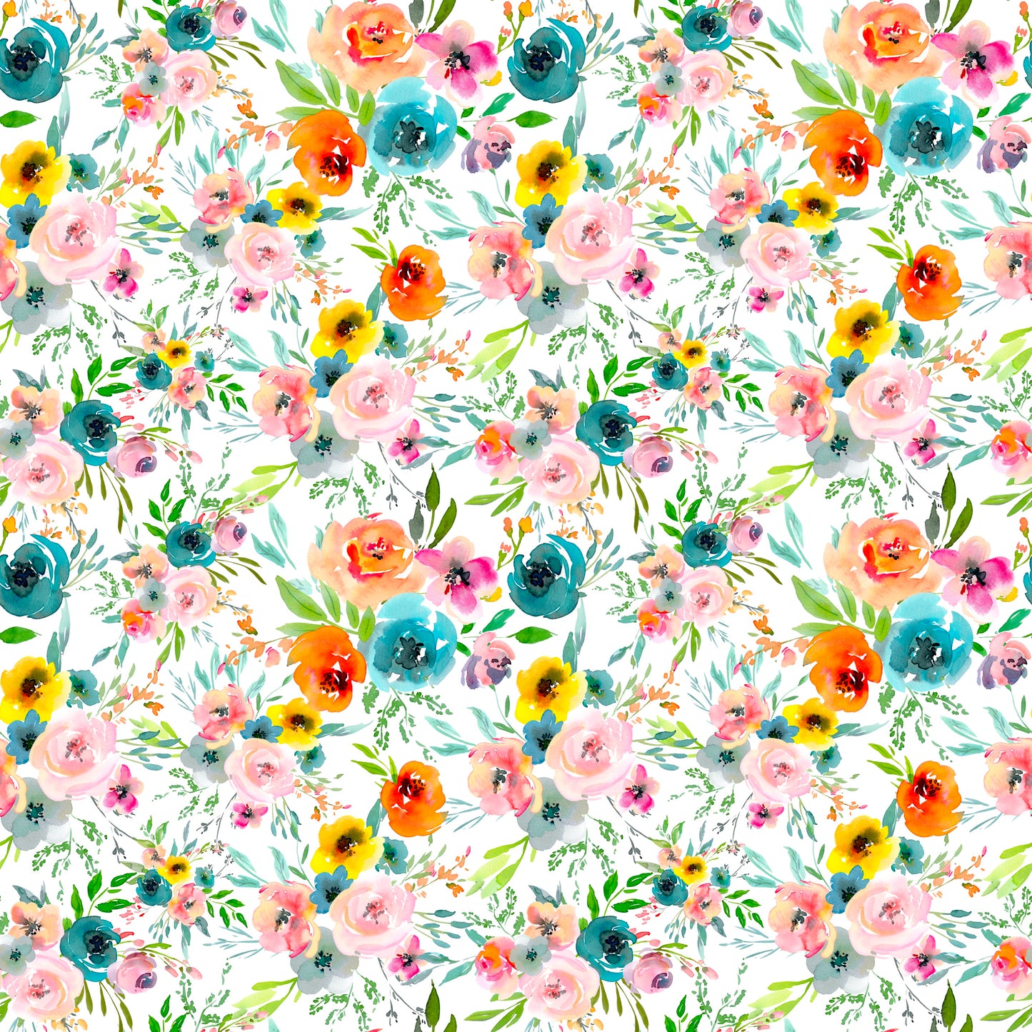 Watercolor Floral Patterned Vinyl Sheet