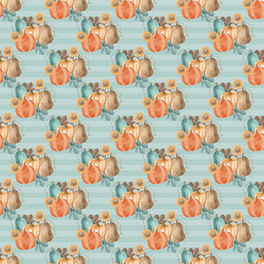 Aqua Boho Pumpkin Bundles 12x12 Patterned Vinyl Sheet
