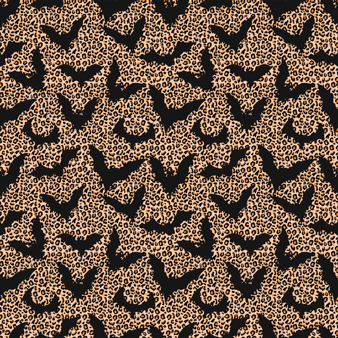 Bats on Leopard Print 12x12 Patterned Vinyl Sheet