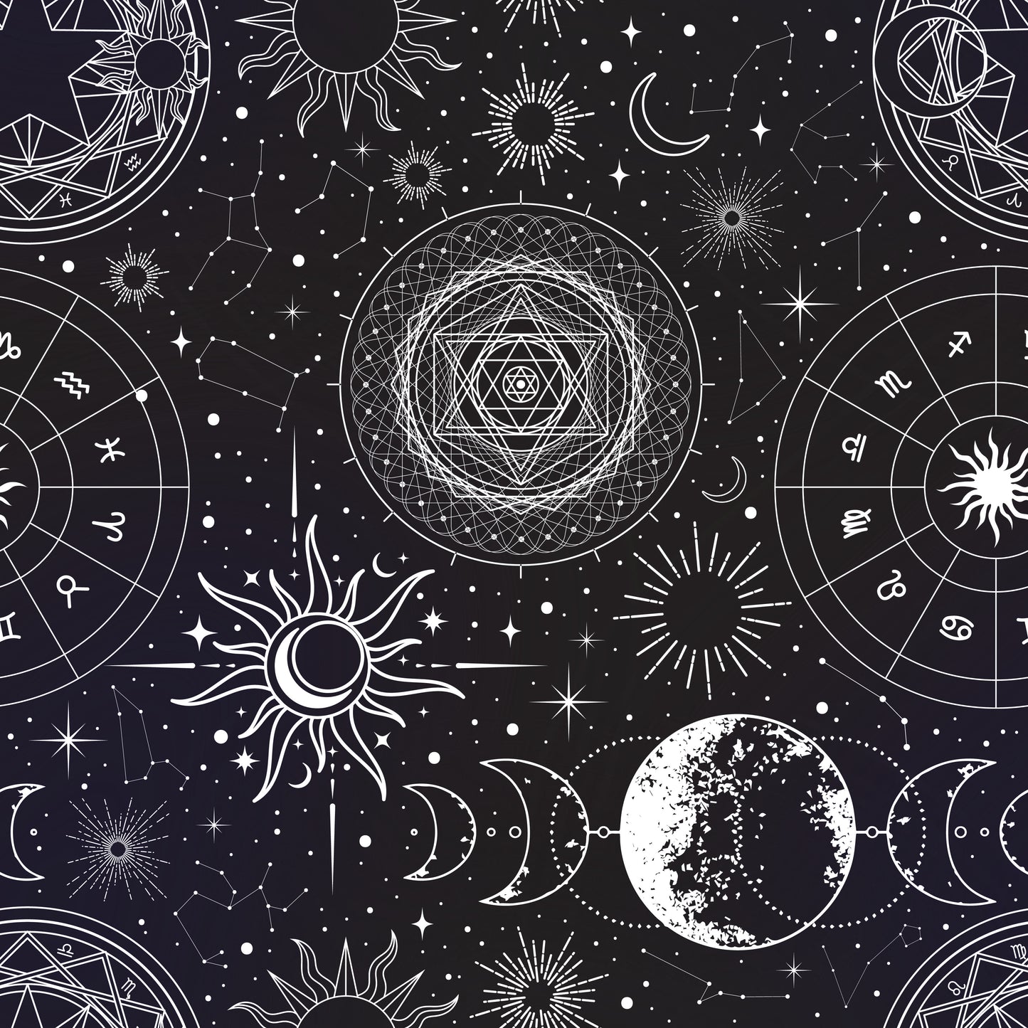 Black Astrology Chart 12x12 Patterned Vinyl Sheet