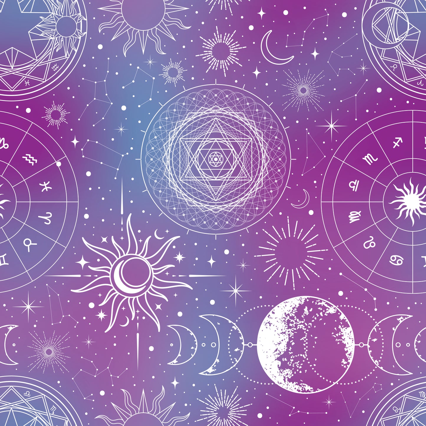 Blue & Purple Astrology Chart 12x12 Patterned Vinyl Sheet