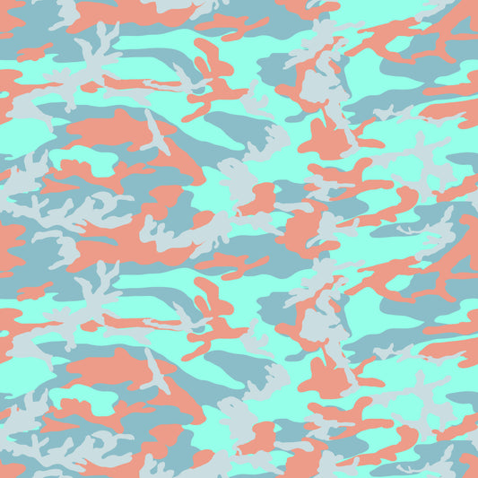 Blue & Orange Camouflage 12x12 Patterned Vinyl Sheet