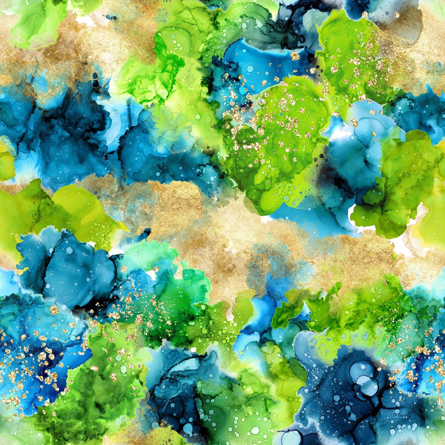 Blue Green Geode Ink Splatter 12x12 Patterned Vinyl Sheet