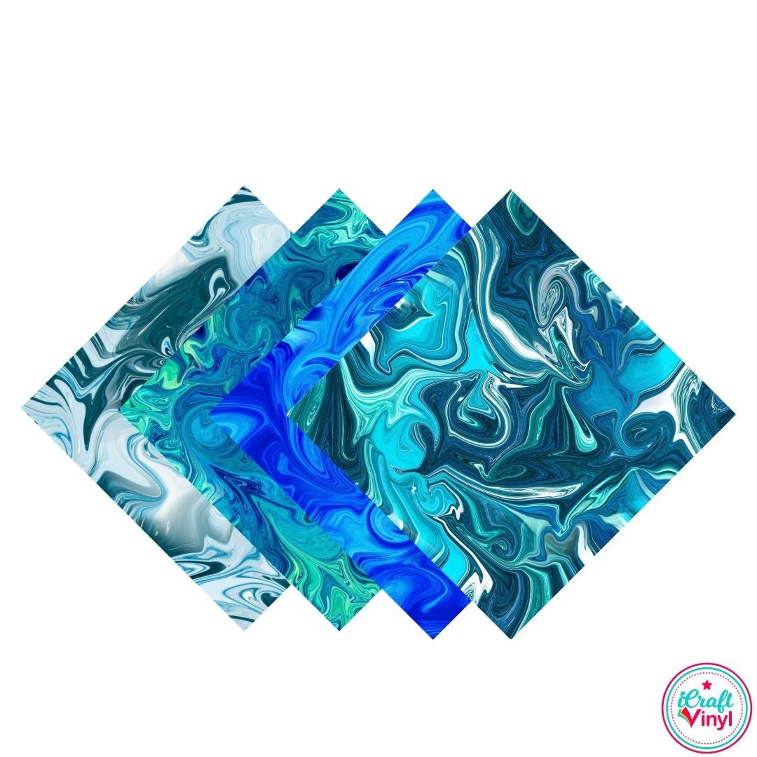 Blue Liquid Swirls Patterned Vinyl Pack