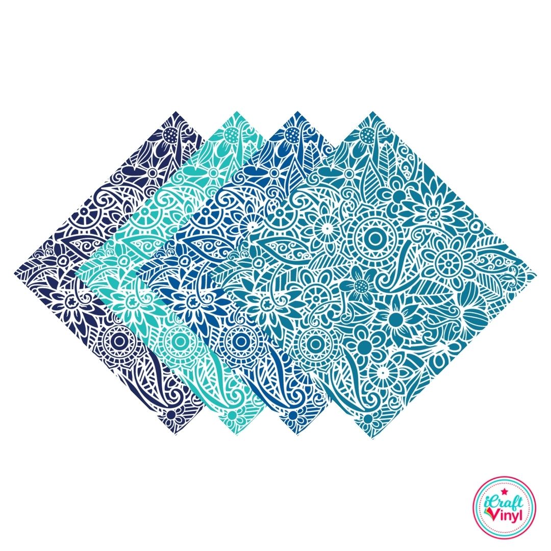 Shades of Blue Floral Mandalas Patterned Pack