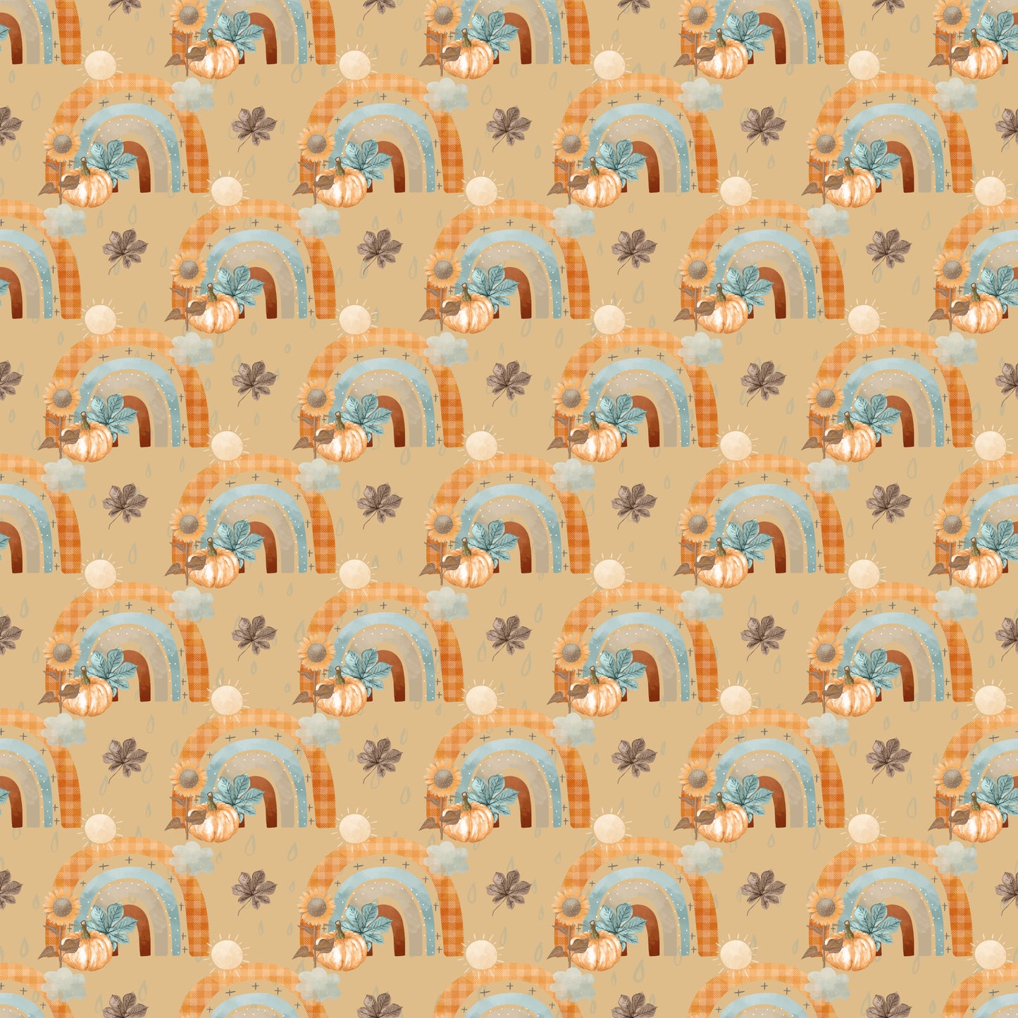 Boho Pumpkins & Rainbows 12x12 Patterned Vinyl Sheet