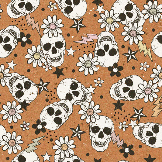 Boho Skulls & Flowers 12x12 Patterned Vinyl Sheet