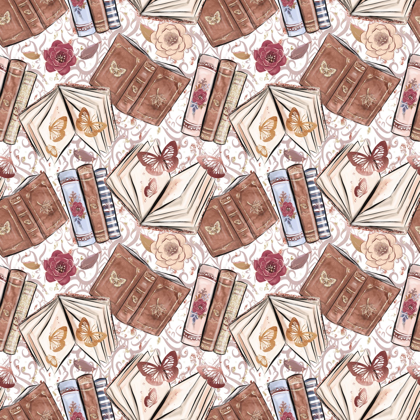 Books & Butterflies 12x12 Patterned Vinyl Sheet