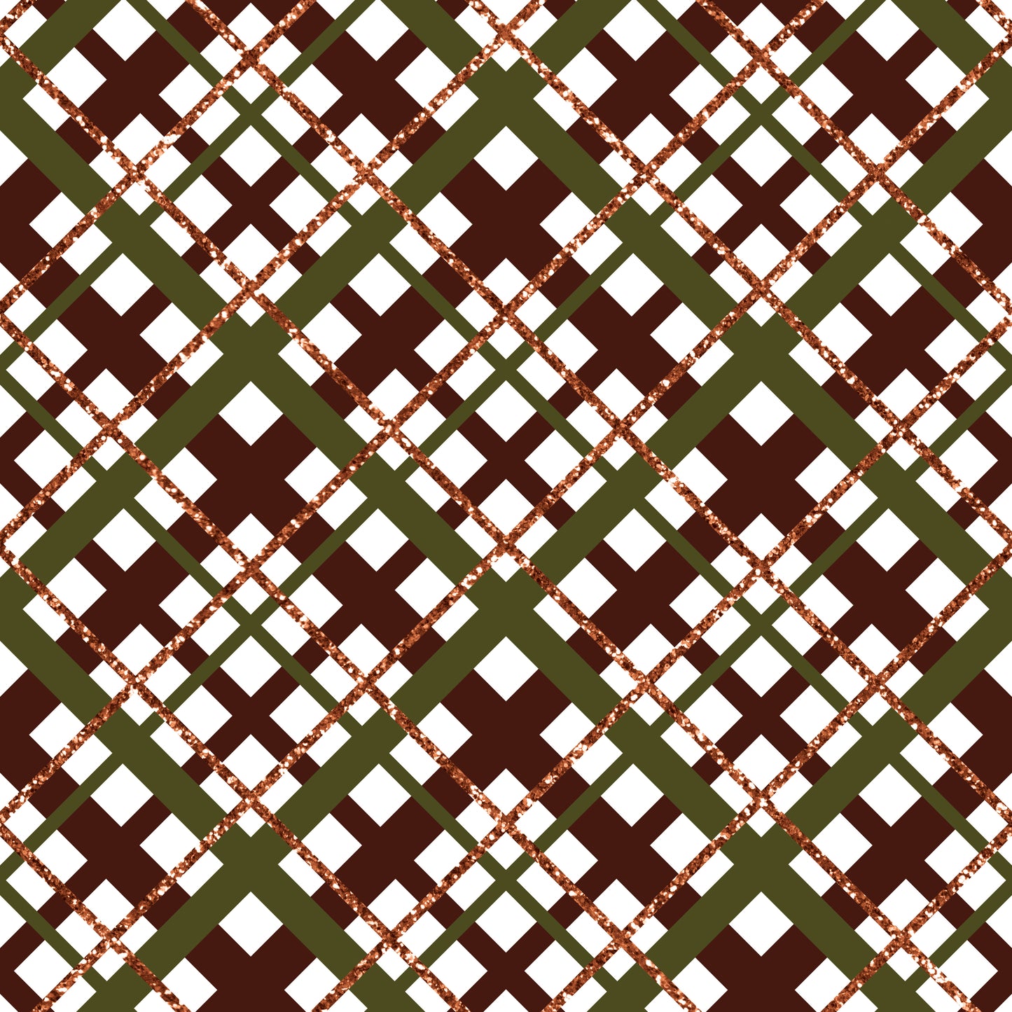 Brown, Green & Glitter Plaid 12x12 Patterned Vinyl Sheet