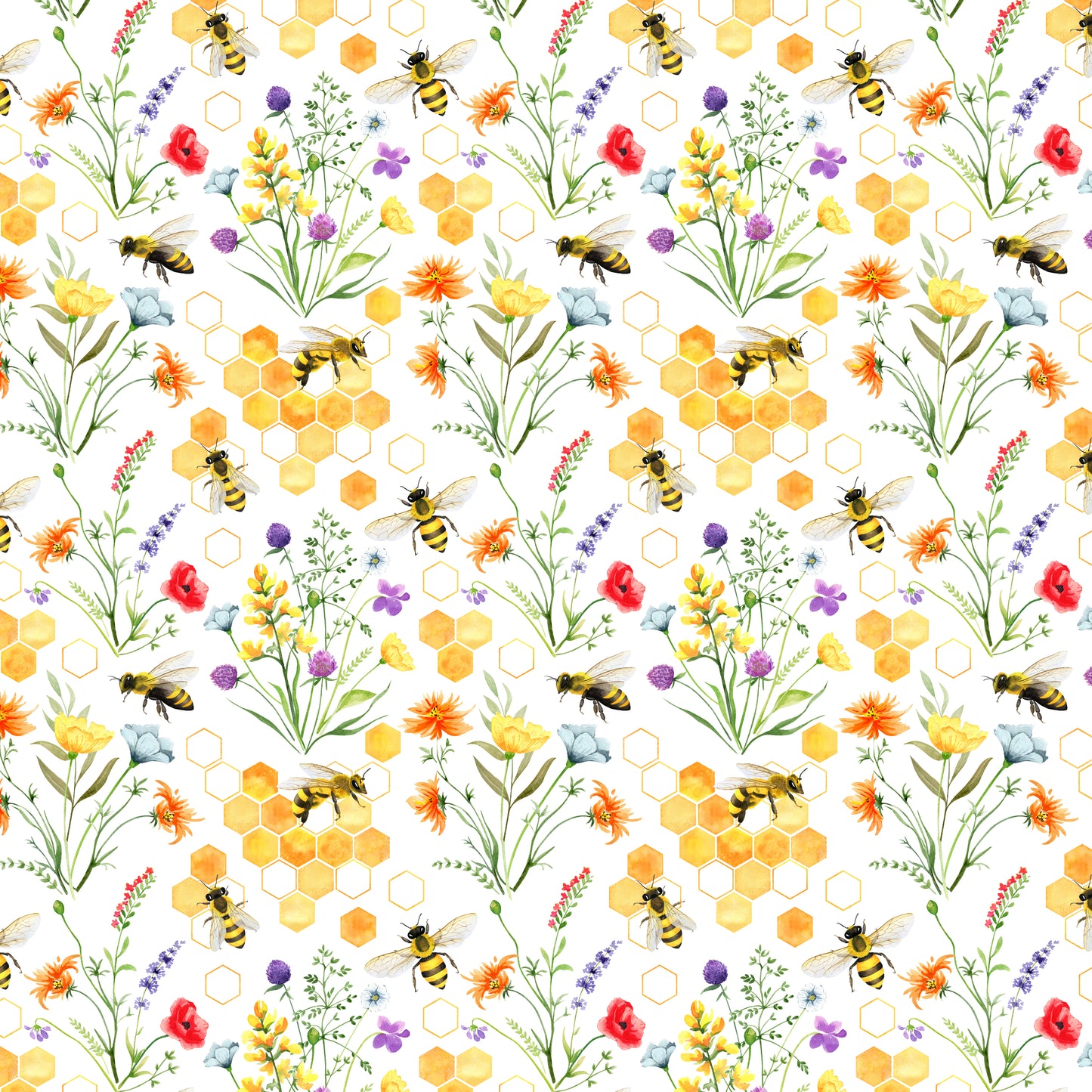 Bumble Bees & Wildflowers 12x12 Patterned Vinyl Sheet
