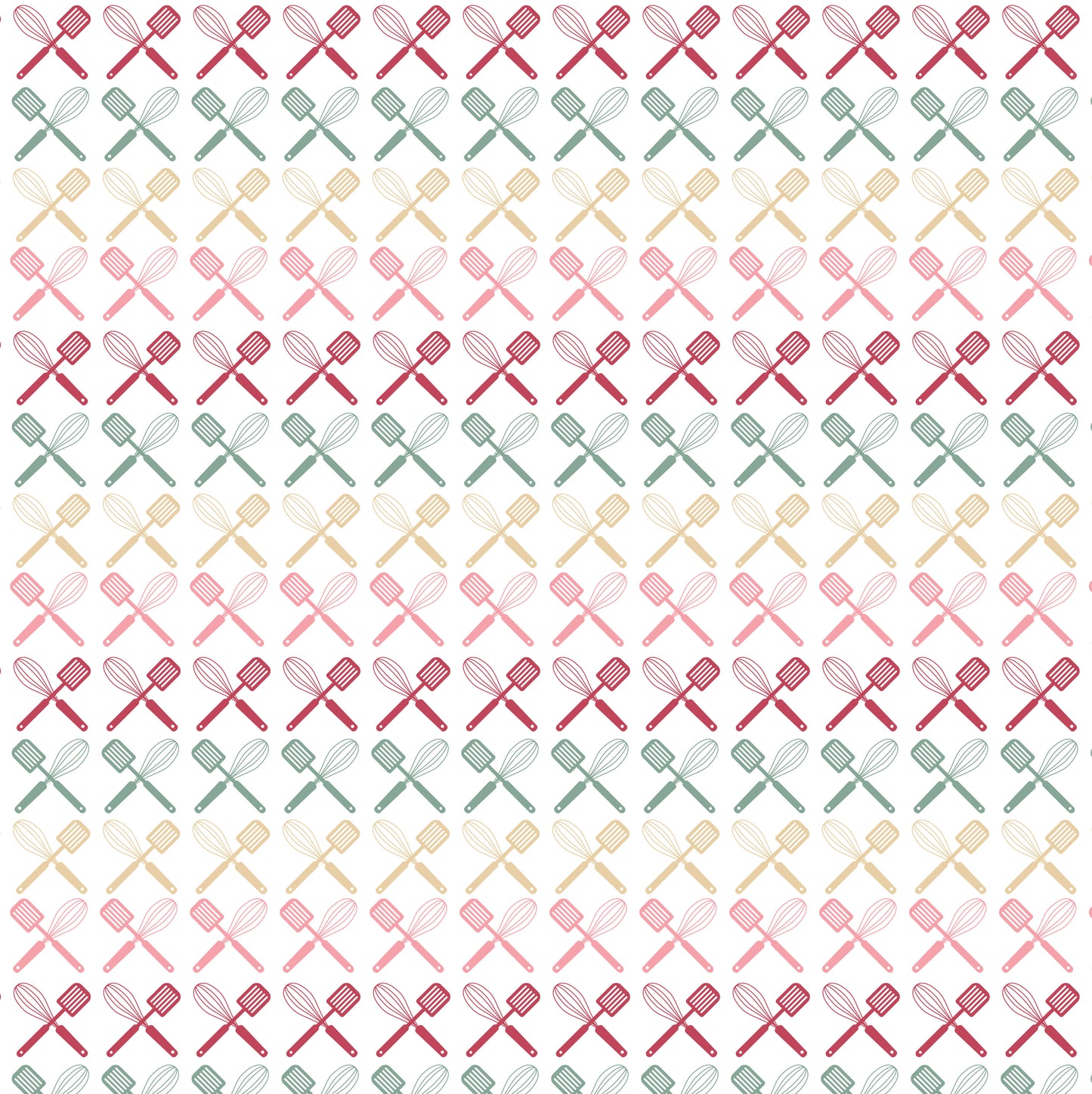 Colorful Cooking Utensils 12x12 Patterned Vinyl Sheet