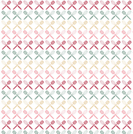 Colorful Cooking Utensils 12x12 Patterned Vinyl Sheet