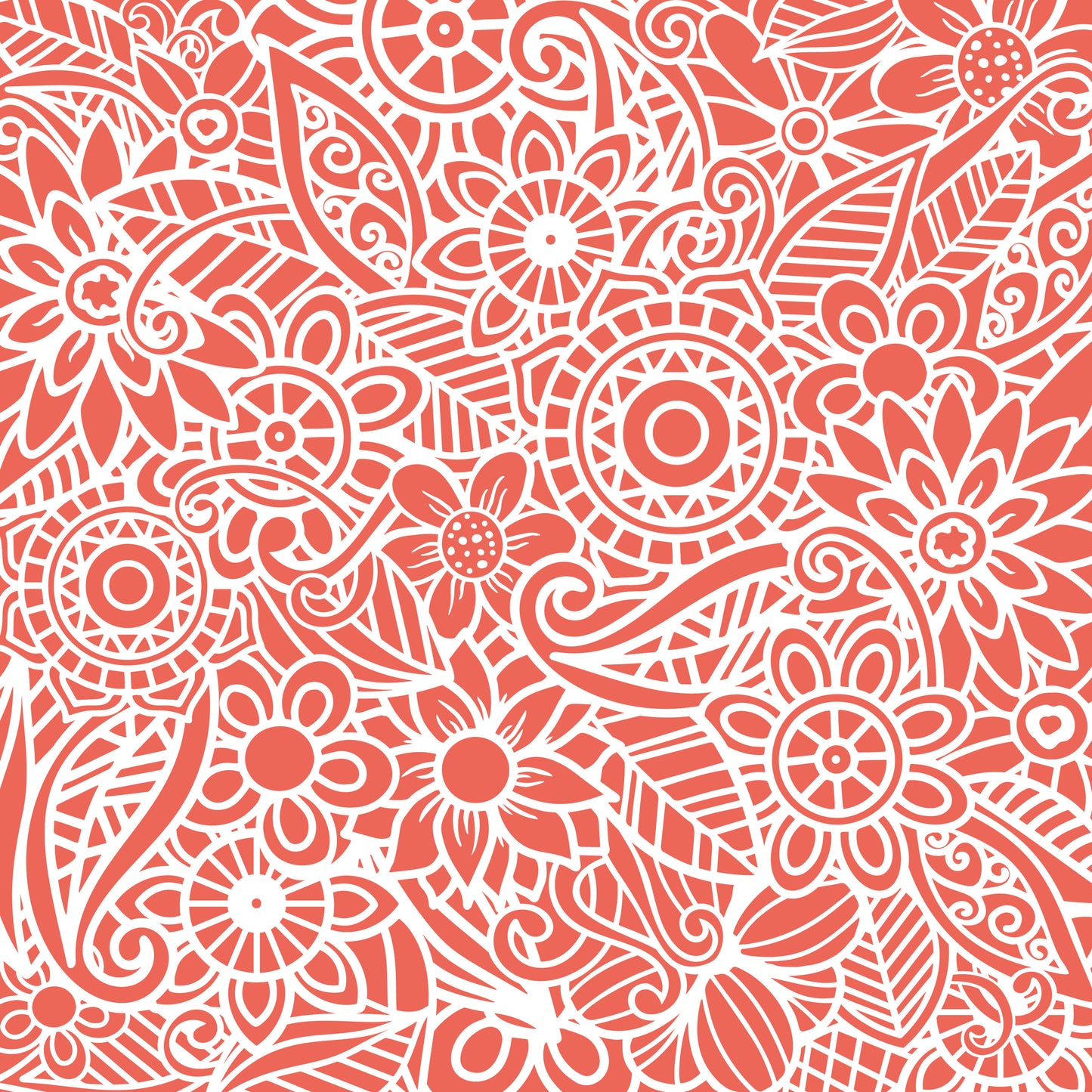 Coral Floral Mandala 12x12 Patterned Vinyl Sheet