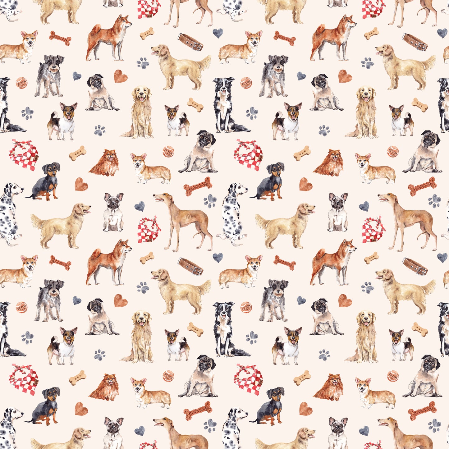 Different Dog Breeds 12x12 Patterned Vinyl Sheet