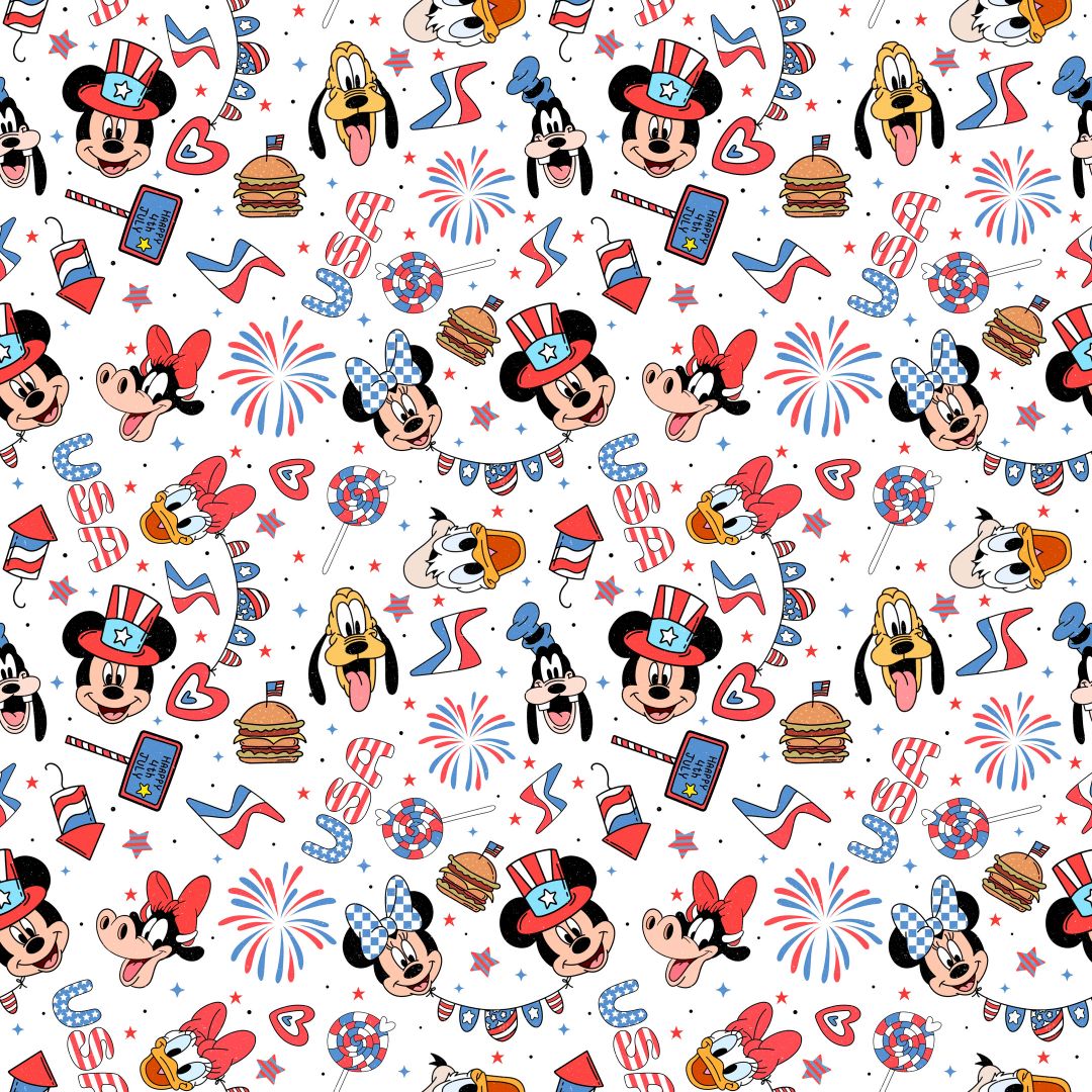 USA Mouse & Friends 12x12 Patterned Vinyl Sheet