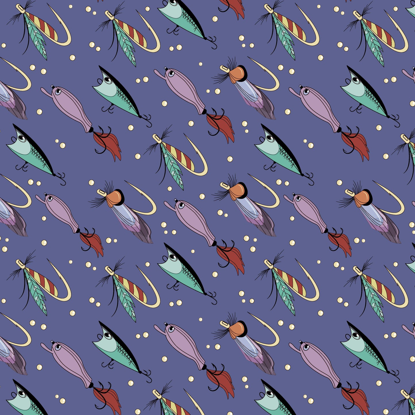Fishing Lures 12x12 Patterned Vinyl Sheet