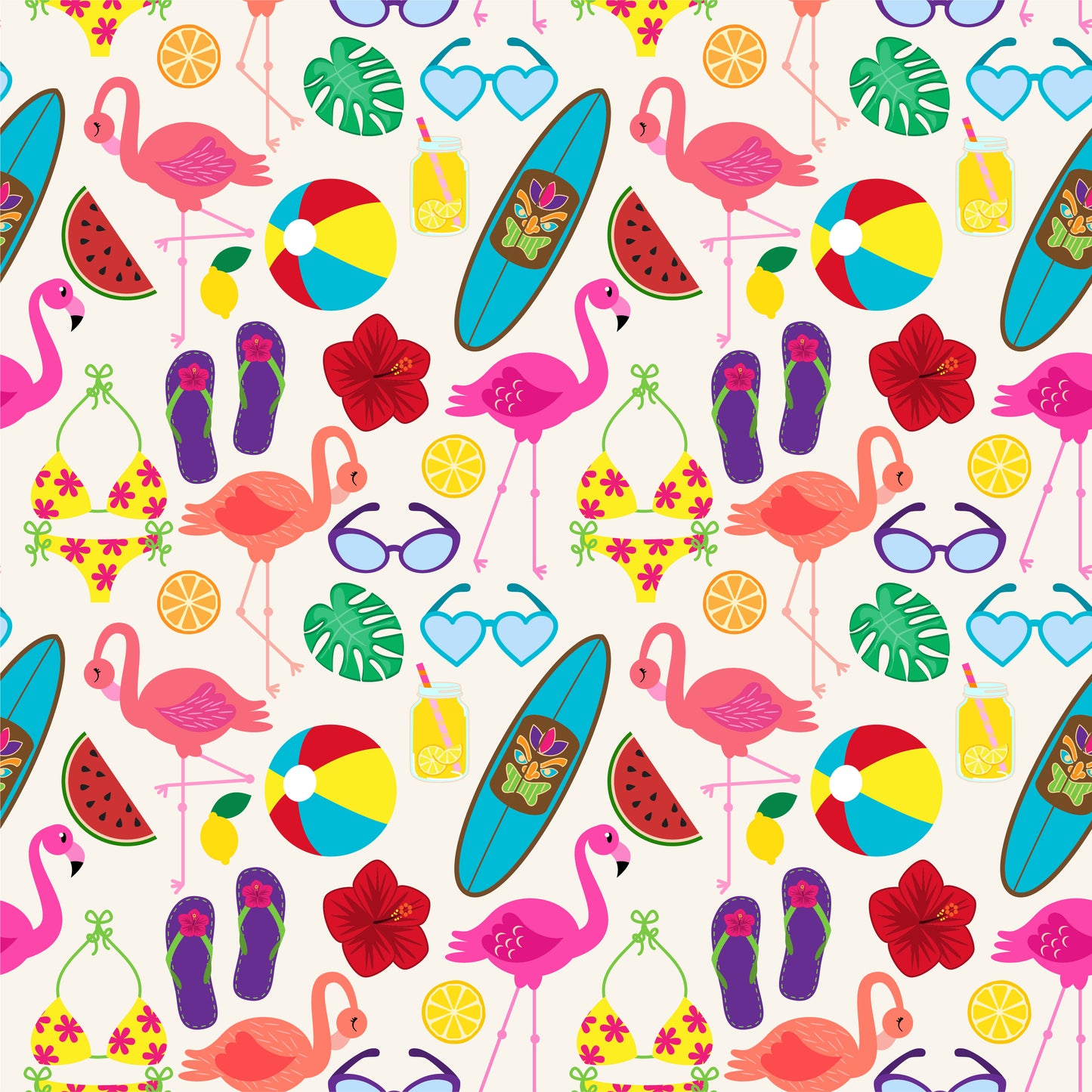 Flamingo Beach Day 12x12 Patterned Vinyl Sheet