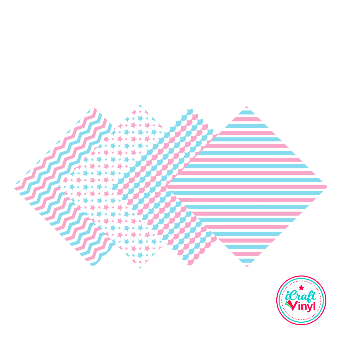 9x12 Baby Pink & Blue Patterned HTV Pack