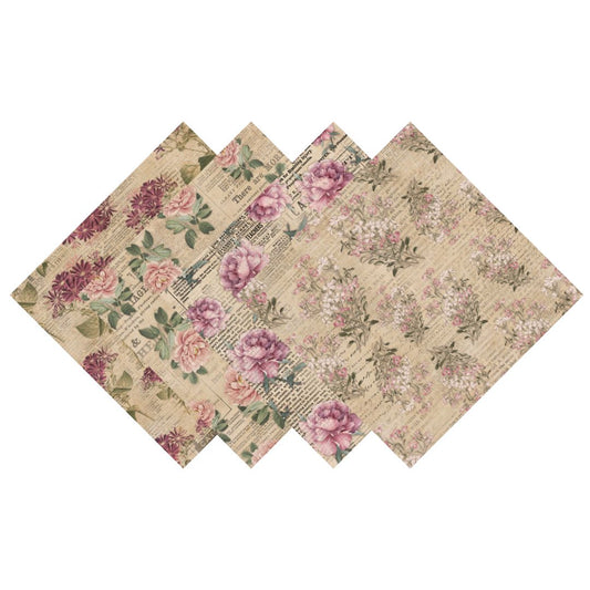 Vintage Florals on Newspaper Pages Patterned Vinyl Pack