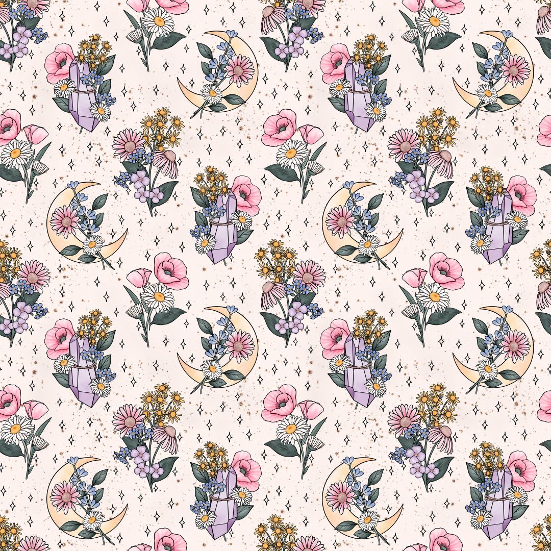 Floral Moon & Crystals 12x12 Patterned Vinyl Sheet
