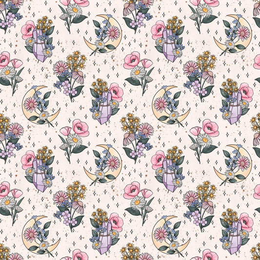 Floral Moon & Crystals 12x12 Patterned Vinyl Sheet
