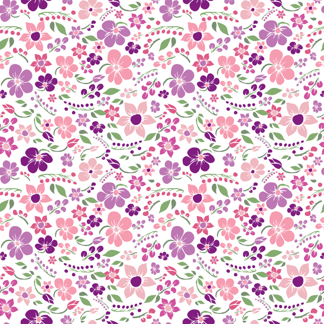Pink & Purple Flowers 12x12 Patterned Vinyl Sheet